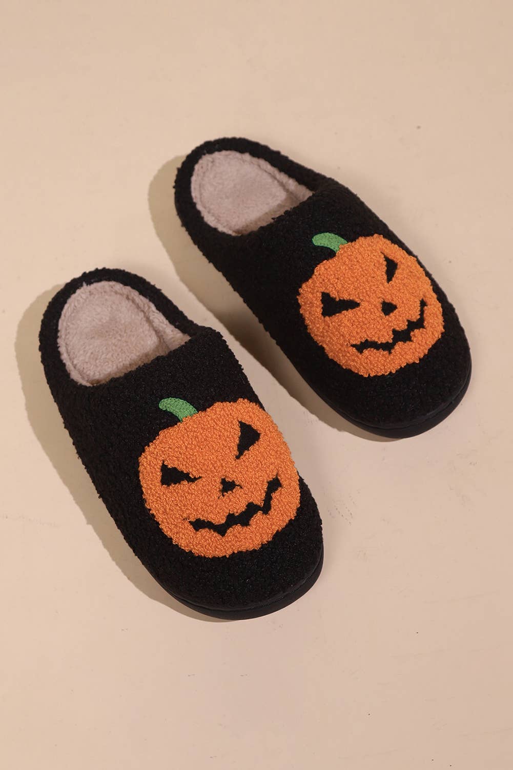 Halloween Pumpkin Print Plush Slippers